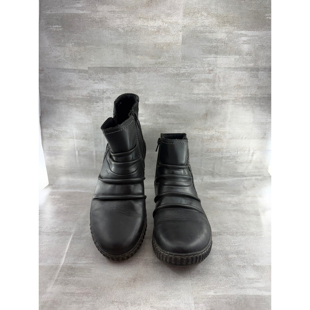 Clarks Collection Women Black Leather Ruched Ankle Boots Size 8M 261706554055